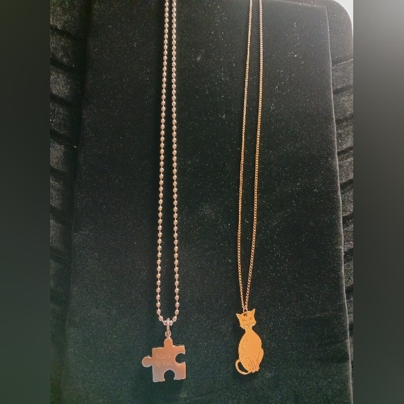 Customized Charm Necklaces, Cat & Puzzle! Unique Salvage - Picture 4 of 9